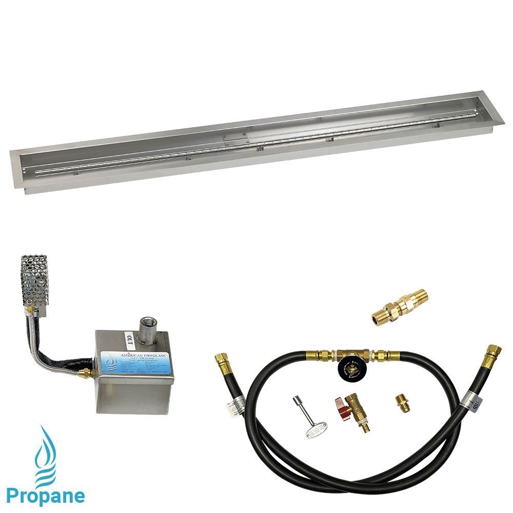 American Fire Glass 60" x 6" Stainless Steel Linear Channel Drop-In Pan with AWEIS System