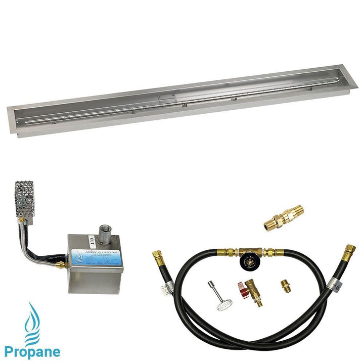 American Fire Glass 60" x 6" Stainless Steel Linear Channel Drop-In Pan with AWEIS System