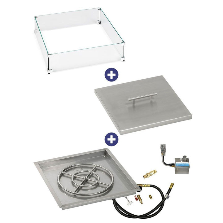 American Fire Glass 24" Square Stainless Steel Drop-In Pan with AWEIS System (18 Ring)