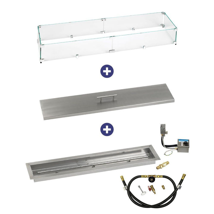 American Fire Glass 36" x 6" Stainless Steel Linear Channel Drop-In Pan with AWEIS System - Bundle
