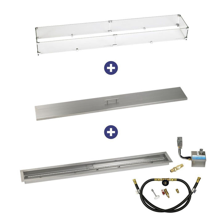 American Fire Glass 60" x 6" Stainless Steel Linear Channel Drop-In Pan with AWEIS System - Bundle