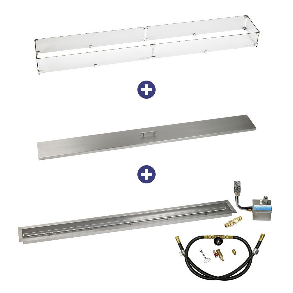 American Fire Glass  72" x 6" Stainless Steel Linear Channel Drop-In Pan with AWEIS System - Bundle
