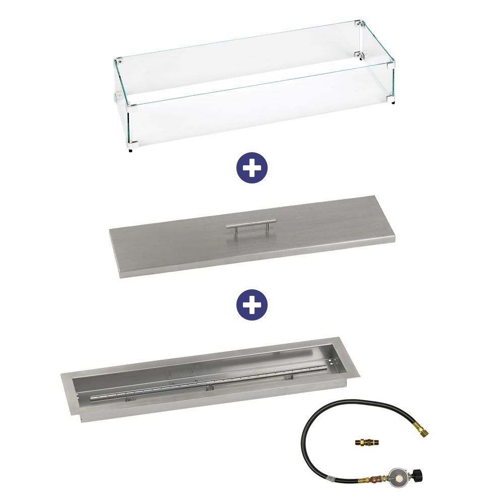 American Fire Glass 30" x 6" Linear Drop-In Pan with Match Light Kit - Bundle