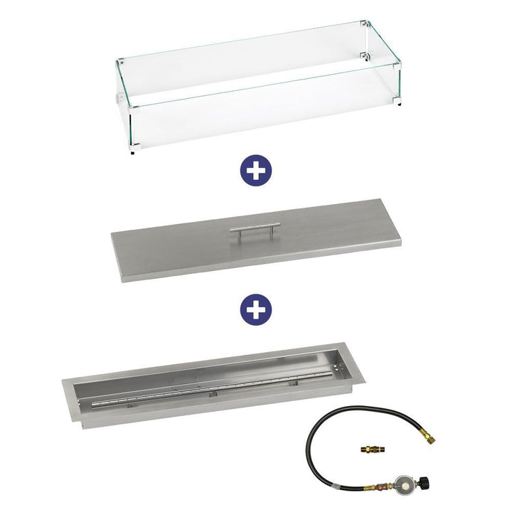 American Fire Glass 30" x 6" Linear Drop-In Pan with Match Light Kit - Bundle