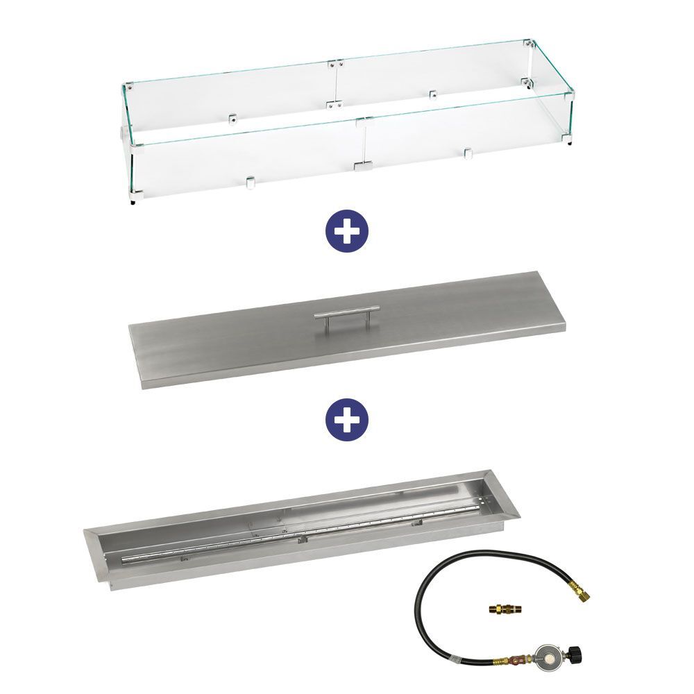 American Fire Glass 36" x 6" Linear Drop-In Pan with Match Light Kit - Bundle