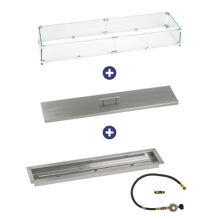 American Fire Glass 36" x 6" Linear Drop-In Pan with Match Light Kit - Bundle