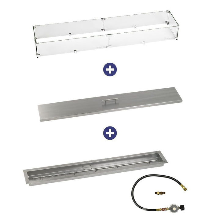 American Fire Glass 48" x 6" Linear Drop-In Pan with Match Light Kit -  Bundle