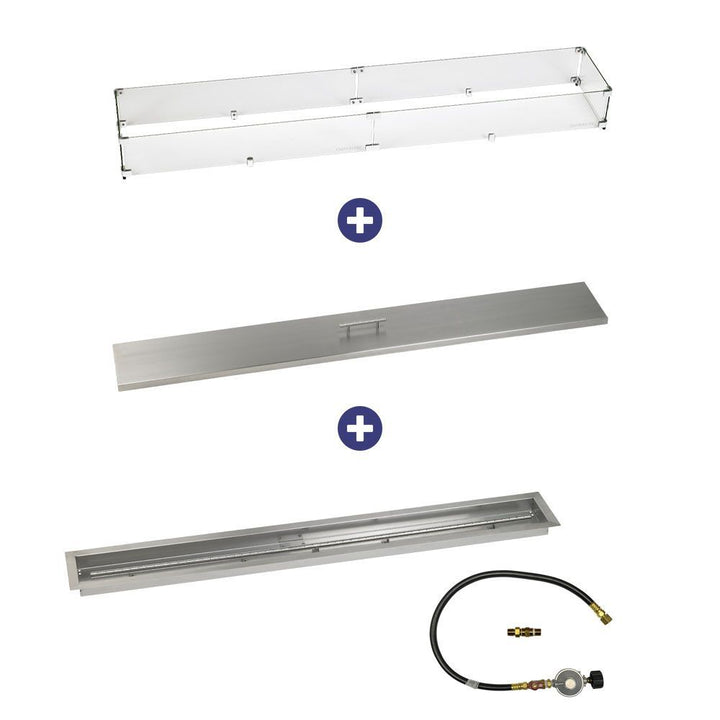 American Fire Glass 60" x 6" Linear Drop-In Pan with Match Light Kit - Bundle