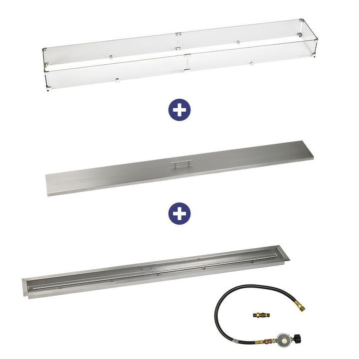 American Fire Glass 72" x 6" Linear Drop-In Pan with Match Light Kit - Bundle
