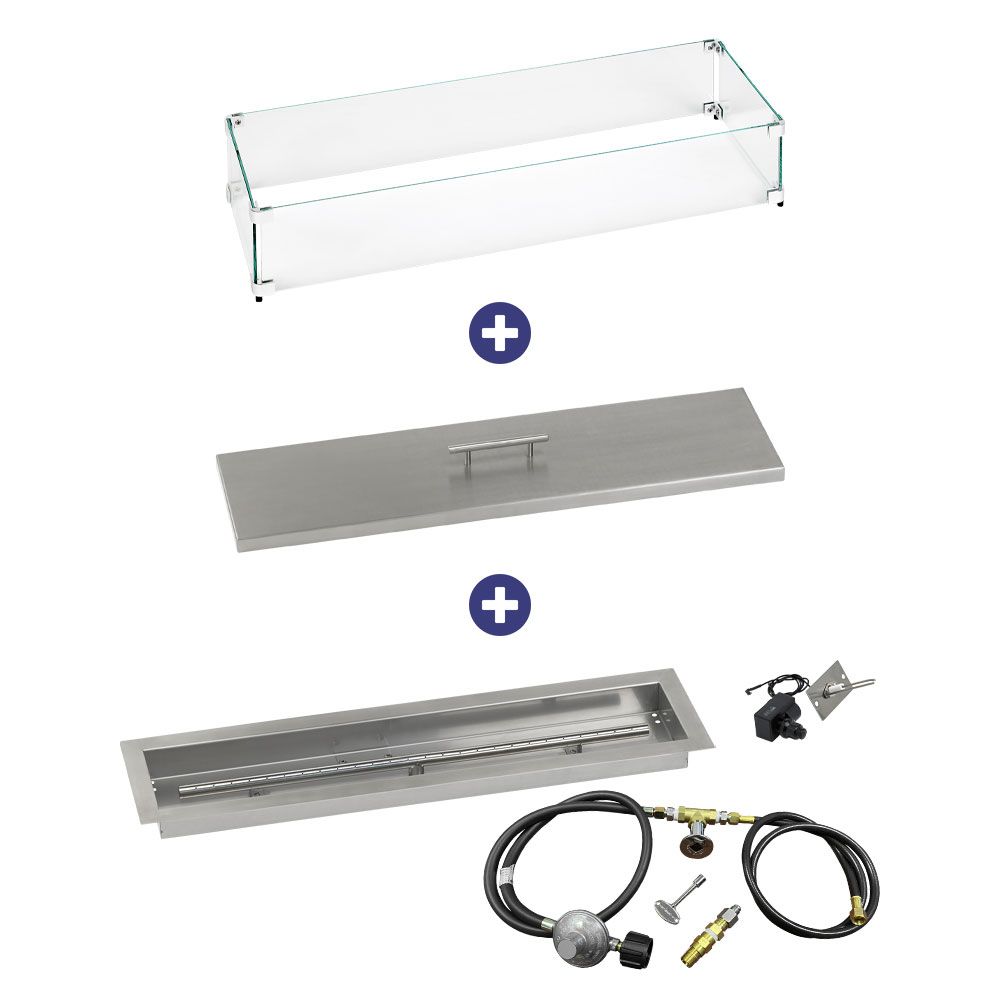 American Fire Glass 30" x 6" Linear Channel Drop-In Pan with Spark Ignition Kit - Bundle