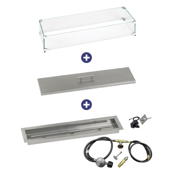 American Fire Glass 30" x 6" Linear Channel Drop-In Pan with Spark Ignition Kit - Bundle