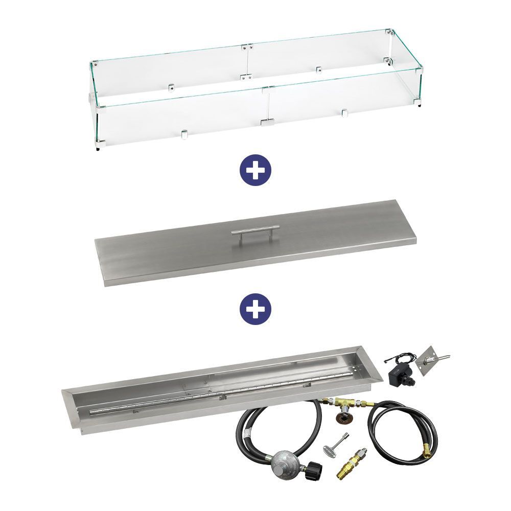 American Fire Glass 36" x 6" Linear Channel Drop-In Pan with Spark Ignition Kit - Bundle