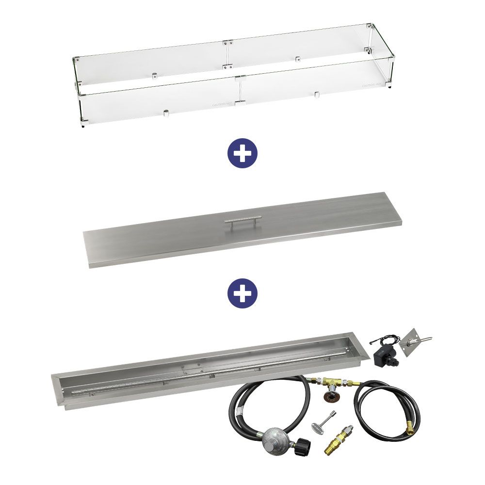 American Fire Glass 48" x 6" Linear Channel Drop-In Pan with Spark Ignition Kit - Bundle
