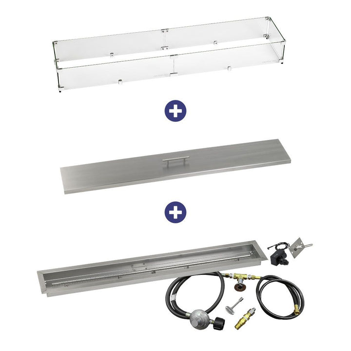 American Fire Glass 48" x 6" Linear Channel Drop-In Pan with Spark Ignition Kit - Bundle