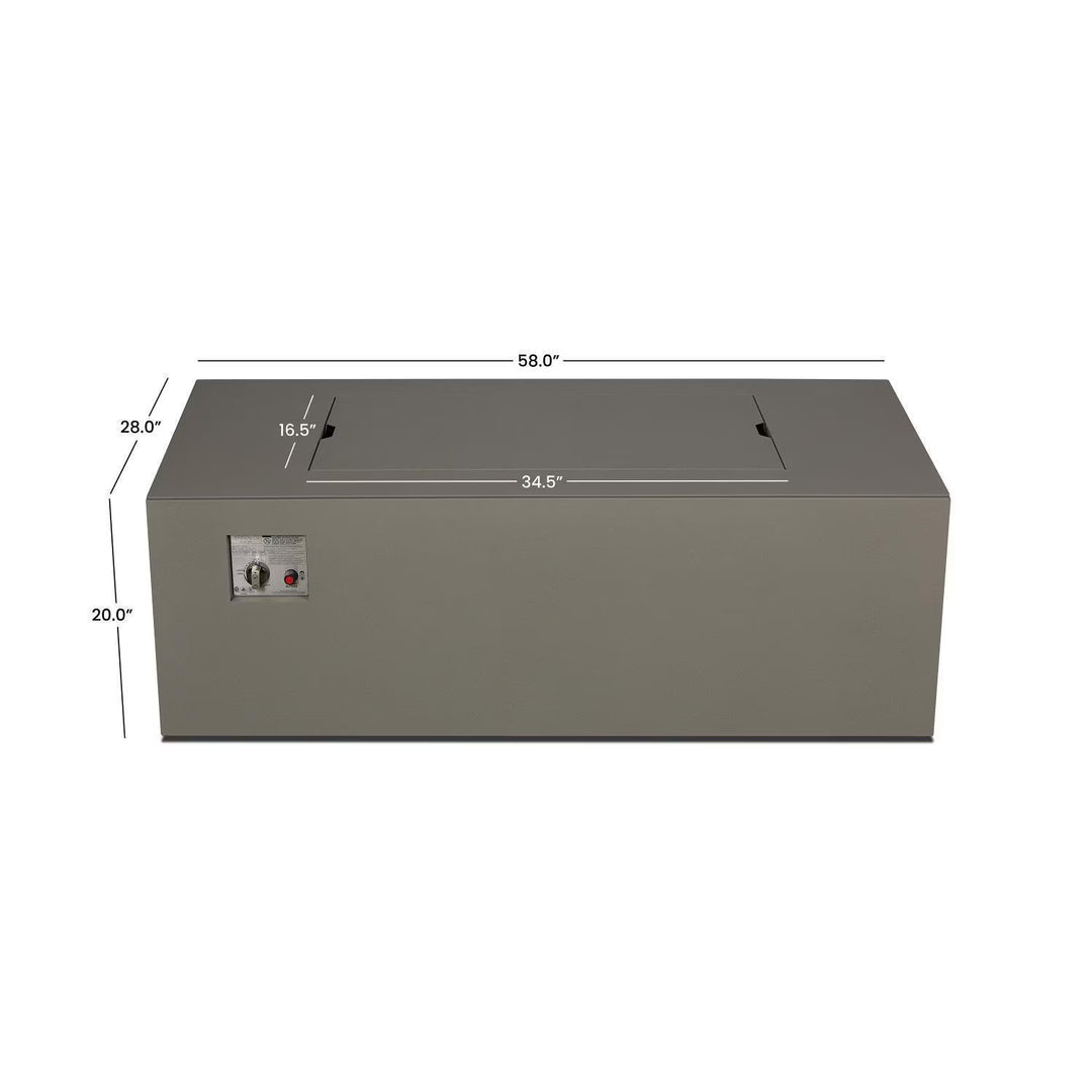 Covewood 58-Inch Rectangular Aluminum Natural Gas Fire Pit in Cloud Gray – Ships Propane with Conversion Kit