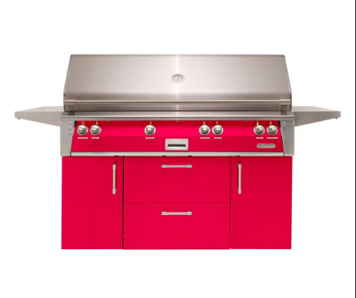 Alfresco 56'' Standard All Grill w/ Cart - Raspberry Red-Gloss