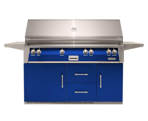 Alfresco 56'' Sear Zone Grill On Refrigerated Base - Ultramarine Blue-Gloss