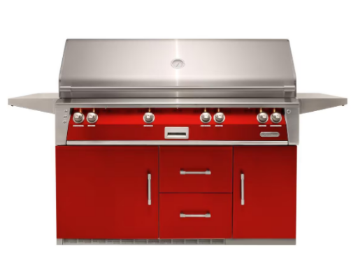 Alfresco 56'' Sear Zone Grill On Refrigerated Base - Carmine Red-Gloss