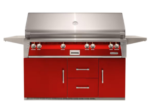 Alfresco 56'' Sear Zone Grill On Refrigerated Base - Raspberry Red-Gloss
