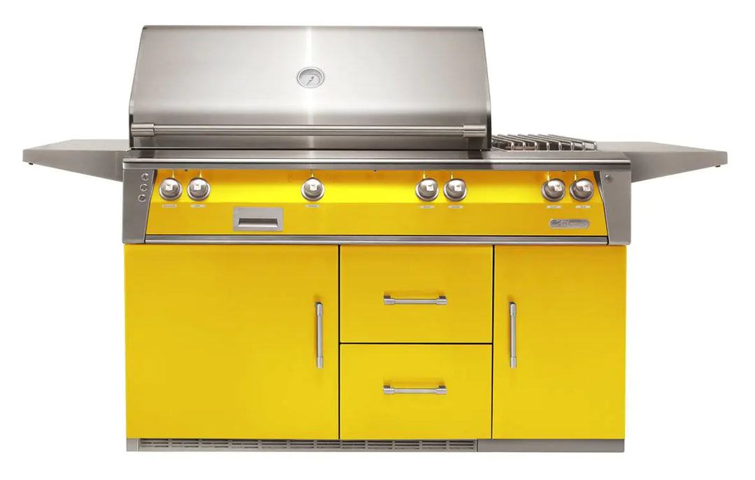 Alfresco 56'' Standard Grill On Refrigerated Base Dbl Side Burner - Traffic Yellow-Gloss