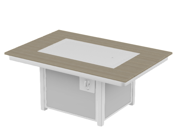 36″ × 54″ Rectangular Rustic Top Fire Table - Electronic Ignition, 55,000 BTU with Hidden Tank Drawer (NG or LP)