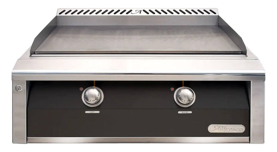Alfresco 30-Inch Stainless Steel Built-In Gas Griddle.