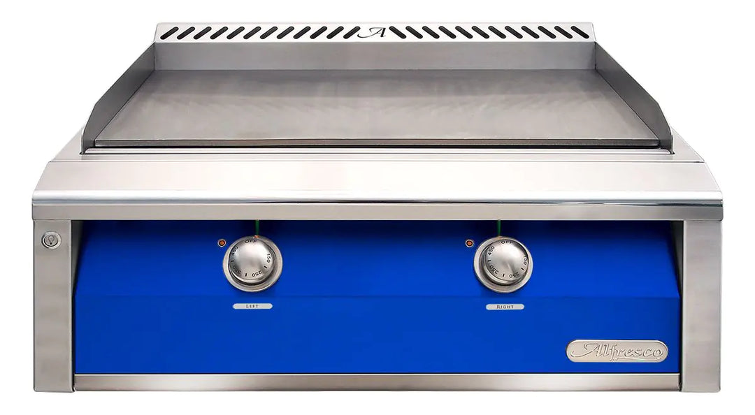Alfresco 30-Inch Stainless Steel Built-In Gas Griddle.