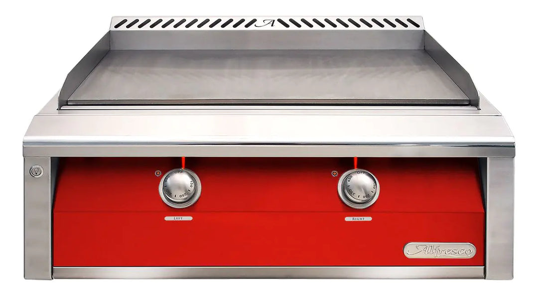 Alfresco 30-Inch Stainless Steel Built-In Gas Griddle.