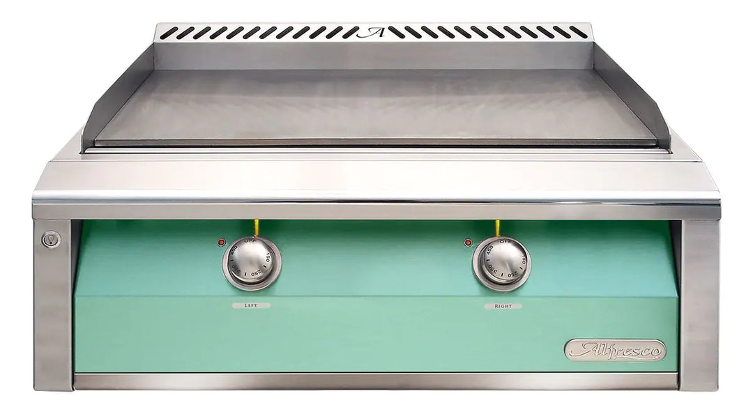 Alfresco 30-Inch Stainless Steel Built-In Gas Griddle.