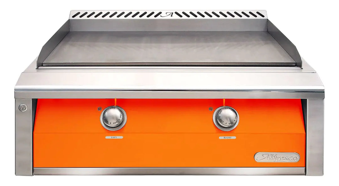 Alfresco 30-Inch Stainless Steel Built-In Gas Griddle.