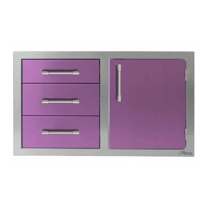 Alfresco 32-Inch Stainless Steel Right-Hinged Soft-Close Door & Triple Drawer Combo