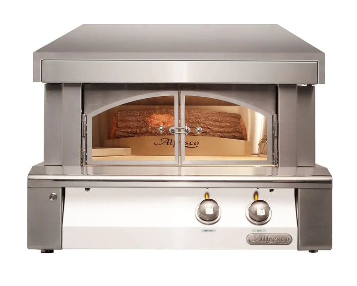 Alfresco 30-Inch Built-In Propane Outdoor Pizza Oven Plus - Signal White-Matte