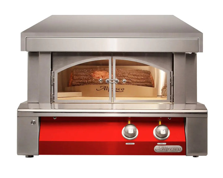 Alfresco 30-Inch Built-In Propane Outdoor Pizza Oven Plus - Carmine Red-Gloss