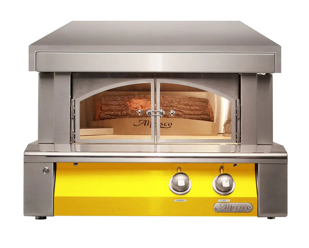 Alfresco 30-Inch Built-In Natural Gas Outdoor Pizza Oven Plus - Traffic Yellow-Gloss