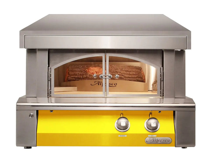 Alfresco 30-Inch Built-In Natural Gas Outdoor Pizza Oven Plus - Traffic Yellow-Gloss