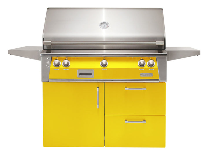 Alfresco - 42" ALXE Luxury Grill - Deluxe Cart - Traffic Yellow