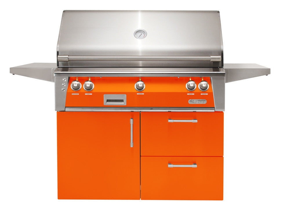 Alfresco - 42" ALXE Luxury Grill - Deluxe Cart  - Luminous Orange