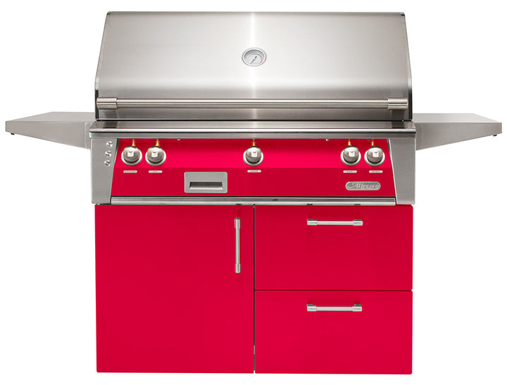 Alfresco - 42" ALXE Luxury Grill - Deluxe Cart - Raspberry Red