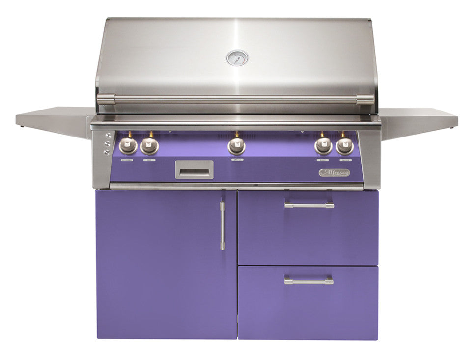 Alfresco - 42" ALXE Luxury Grill - Deluxe Cart - Blue Lilac
