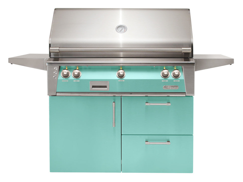 Alfresco - 42" ALXE Luxury Grill - Deluxe Cart - Light Green