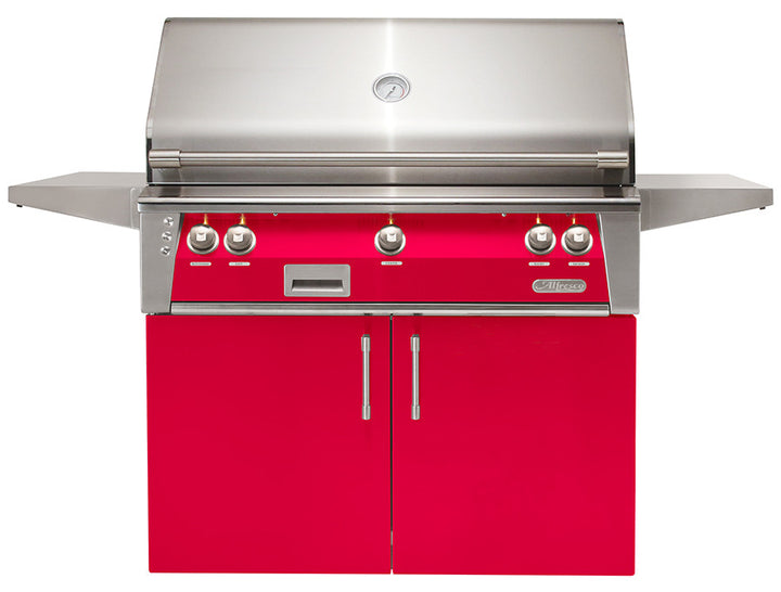 Alfresco - 42" ALXE Luxury Grill On Cart - Freestanding - Raspberry Red