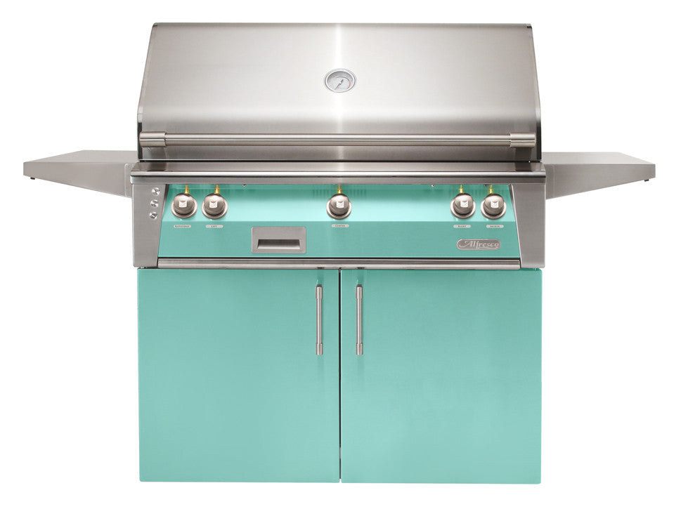 Alfresco - 42" ALXE Luxury Grill On Cart - Freestanding - Light Green