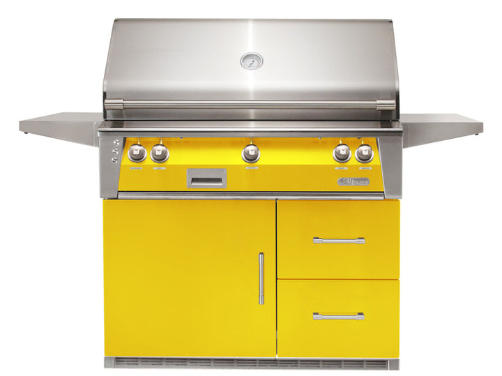 Alfresco - 42" ALXE Luxury Grill On Refrigerated Cart - Traffic Yellow