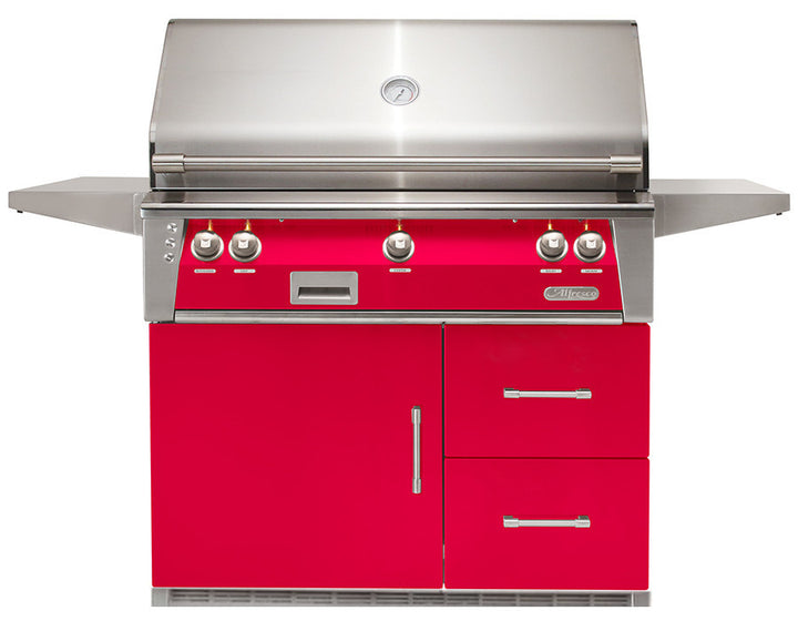 Alfresco - 42" ALXE Luxury Grill On Refrigerated Cart - Raspberry Red