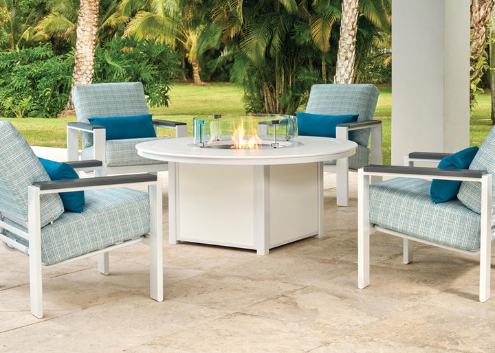 42" Round MGP Top Fire Table - All-Weather GFRC-Style Look in Marine-Grade Polymer, Electronic Ignition, Hidden Tank Drawer (NG or LP)