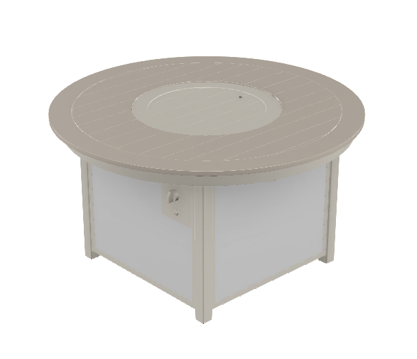 42" Round MGP Top Fire Table - All-Weather GFRC-Style Look in Marine-Grade Polymer, Electronic Ignition, Hidden Tank Drawer (NG or LP)
