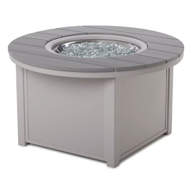 42″ Round Rustic Top Fire Table - Electronic Ignition, 60,000 BTU with Hidden Tank Drawer (NG or LP)