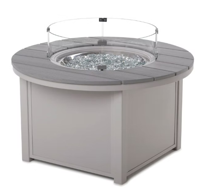 42″ Round Rustic Top Fire Table - Electronic Ignition, 60,000 BTU with Hidden Tank Drawer (NG or LP)