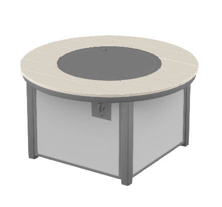 42″ Round Rustic Top Fire Table - Electronic Ignition, 60,000 BTU with Hidden Tank Drawer (NG or LP)