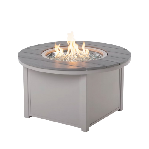 42″ Round Rustic Top Fire Table - Electronic Ignition, 60,000 BTU with Hidden Tank Drawer (NG or LP)